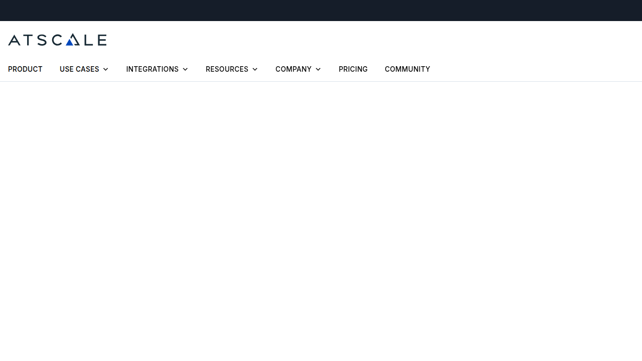 The AtScale homepage, a resource for data analytics and business intelligence guides.