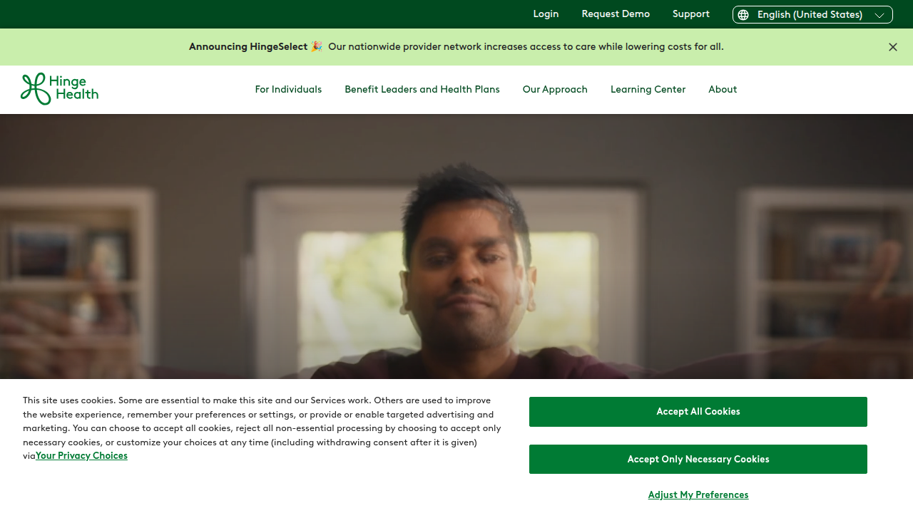 Hinge Health offers AI-powered digital physical therapy for musculoskeletal care.