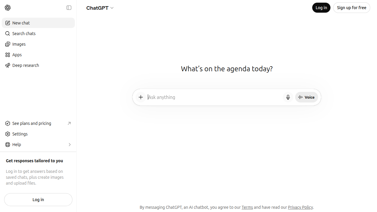 The user interface of ChatGPT, demonstrating its conversational AI capabilities for various tasks.