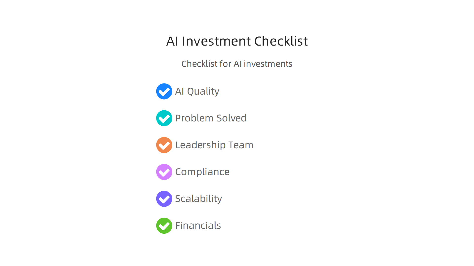 A checklist for founders, investors, and leaders to evaluate AI businesses and potential partnerships.