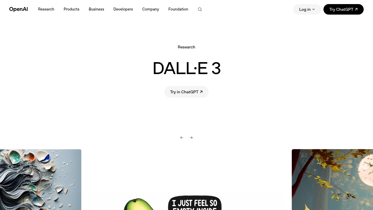 View the DALL-E 3 page on OpenAI's website, highlighting its capabilities in generating images that closely follow detailed text instructions.