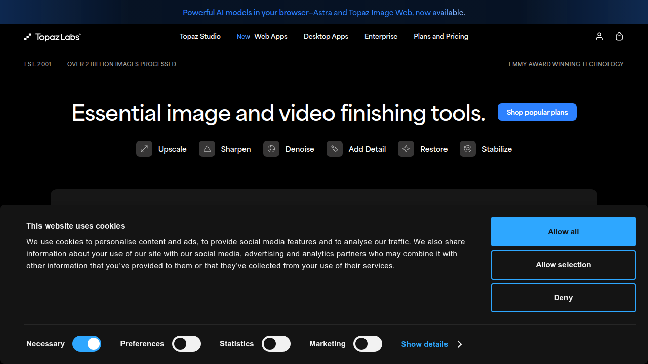 Discover professional-grade AI video and photo enhancement tools offered by Topaz Labs.