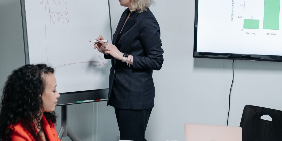 A business team engaged in a strategic discussion, emphasizing the importance of clear objectives in evaluation.