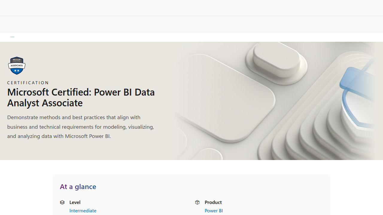 The official Microsoft Learn page for the PL-300 exam, a certification focused on Power BI for corporate business intelligence roles.