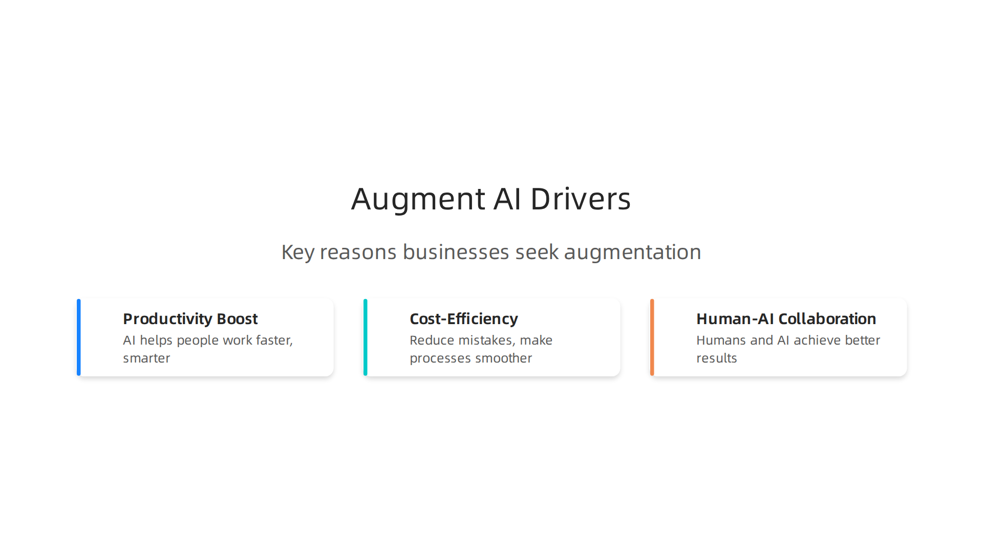 Key reasons businesses are increasingly seeking augmentation-focused AI solutions to enhance operations and collaboration.