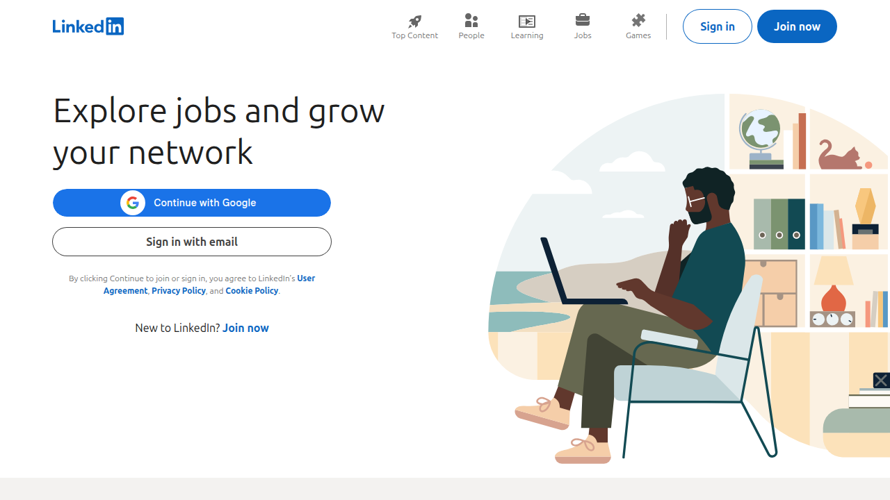 Screenshot of the LinkedIn homepage, highlighting its role as a professional distribution channel for content.