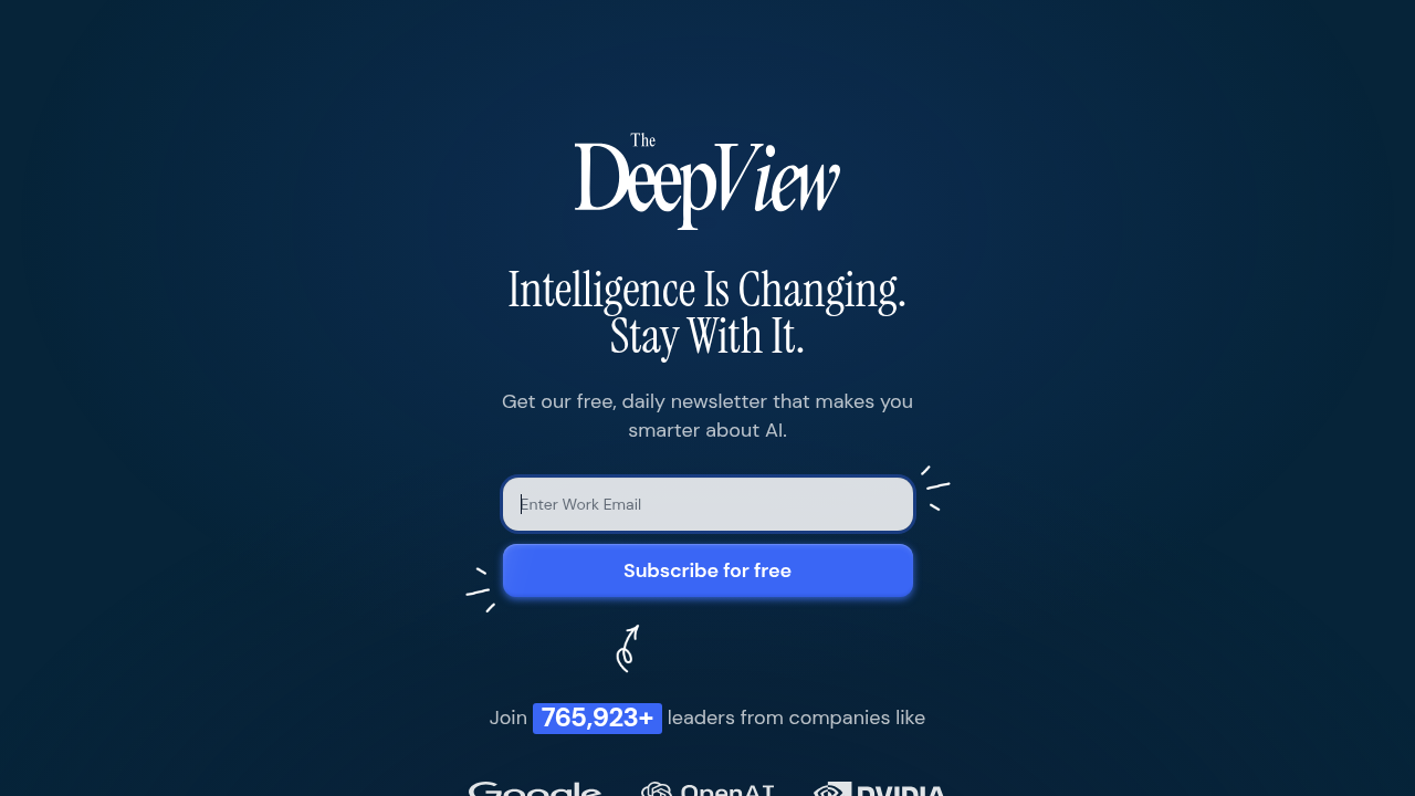 The subscription page for 'The AI Newsletter Worth Reading' by The Deepview.