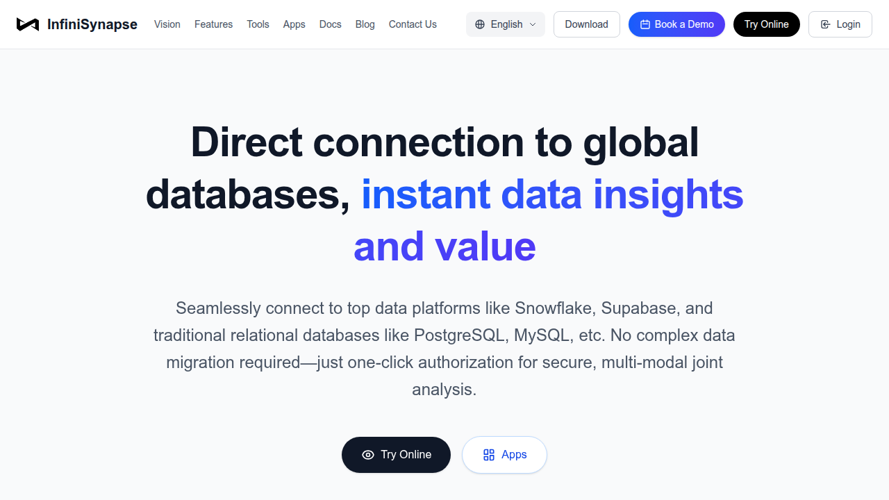 A screenshot of Infinisynapse's homepage, a resource for data analyst career information.