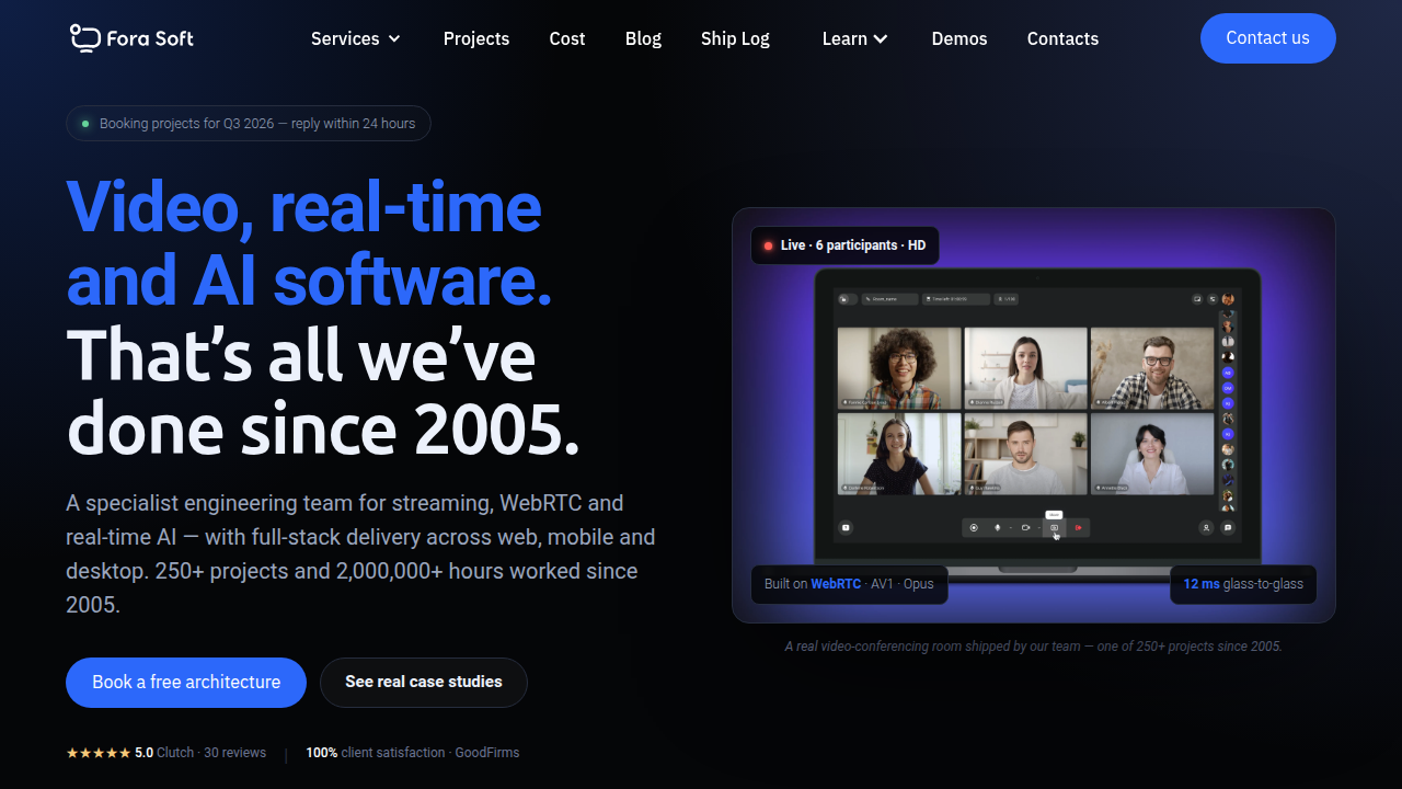 A screenshot of the Fora Soft website, featuring an article about the best AI study tools and future trends.
