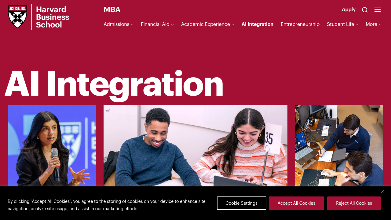 Harvard Business School's MBA program details its focus on artificial intelligence, highlighting its relevance for future business leaders.