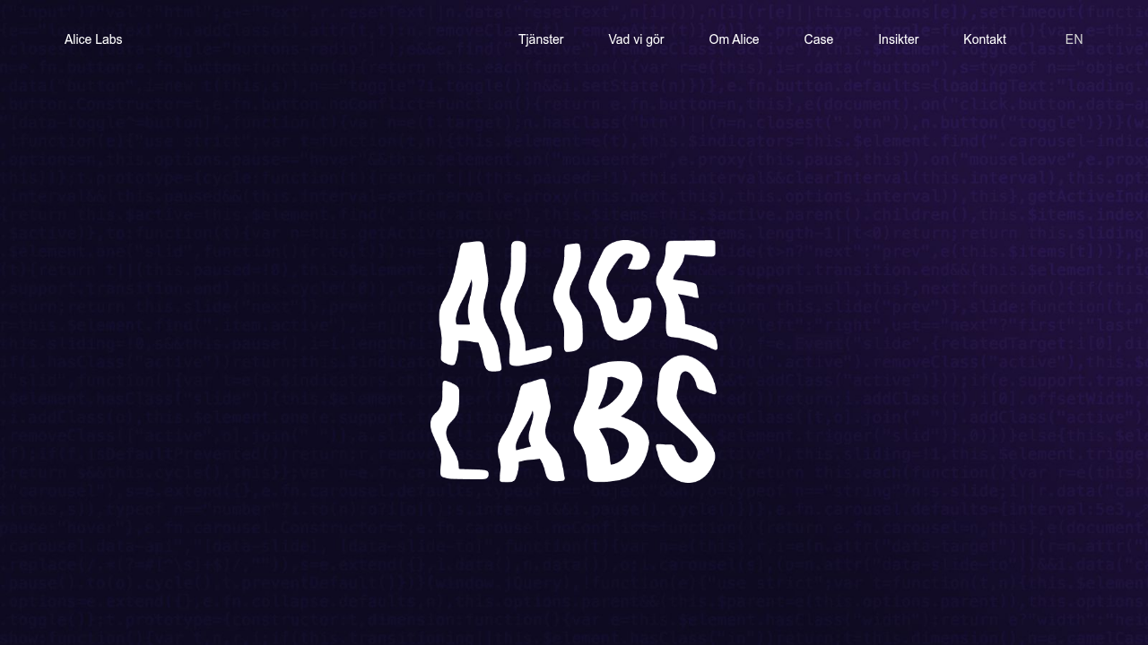 Screenshot of Alice Labs AI's homepage, an organization specializing in AI automation and providing ROI benchmarks.