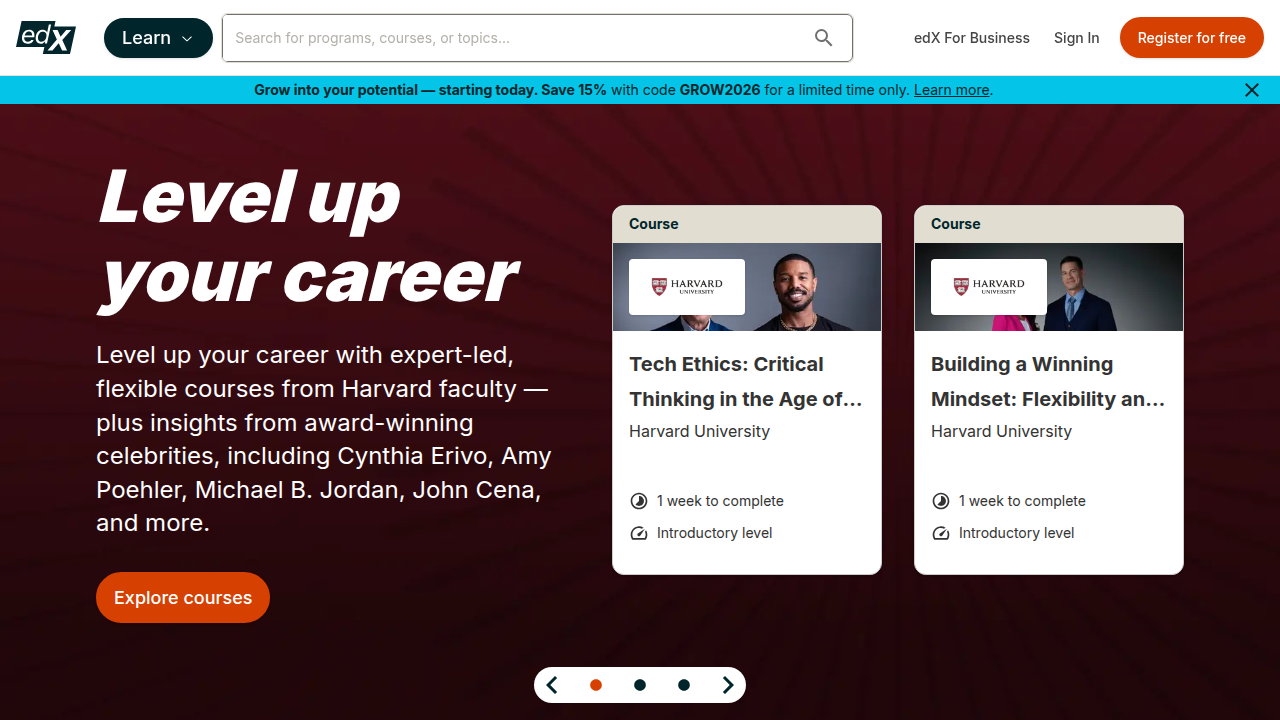 A view of the edX platform, where many MicroMasters programs, including MIT's, are hosted for online learning.