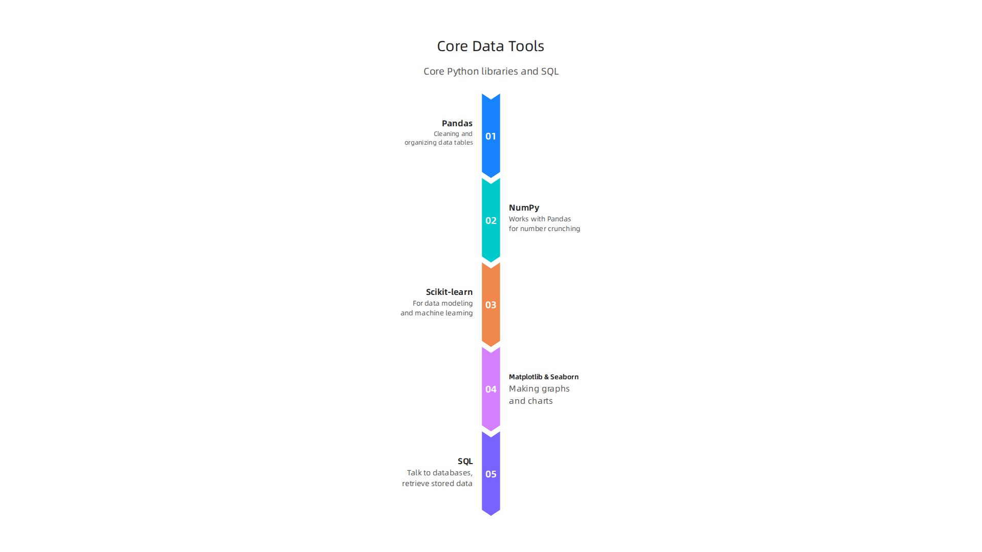 Core Python libraries and SQL are essential tools for data scientists to manage, analyze, and visualize data.