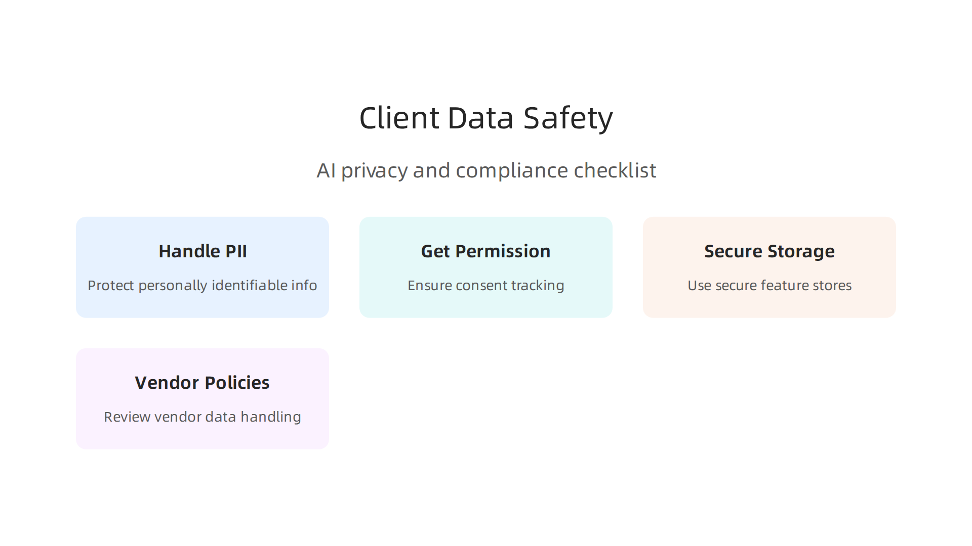 Essential practices for B2B marketing agencies to ensure client data safety, privacy, and compliance when using AI tools.
